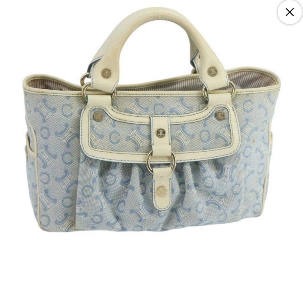 Celine Paris Macadam Boston Bag Light Blue - vintage